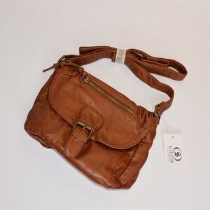 NWT Faux Leather Brown Crossbody Purse